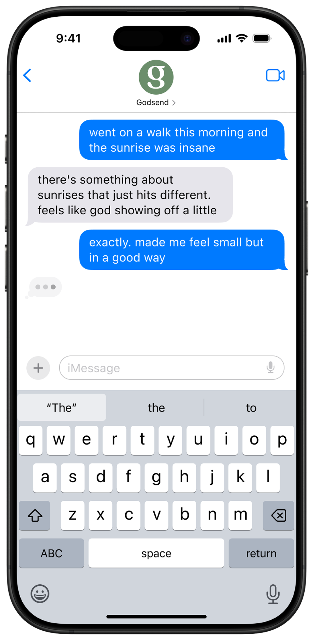 Godsend app SMS conversation